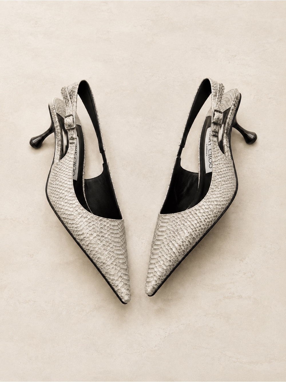Jimmy Choo Amel 50 Snakeskin Printed Slingback Pumps 39 Office Siren Quiet Luxur